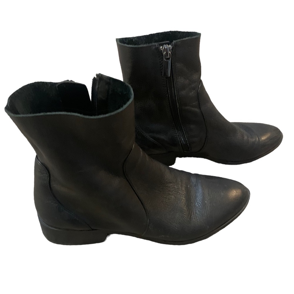 Black leather ankle boots